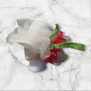 VTG Clover Lane White Fancy Kentucky Derby Wedding Easter Elegant 22.5 Hat